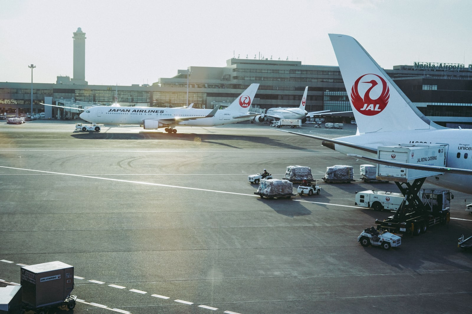 A JAL aircraft on the tarmac at Narita.